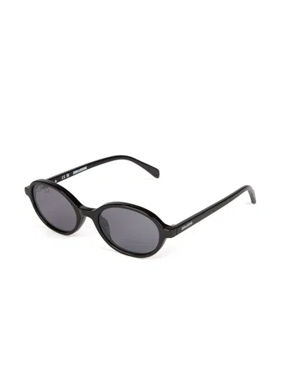 Zadig & Voltaire Szv512v Oval Acetate Sunglasses In Black