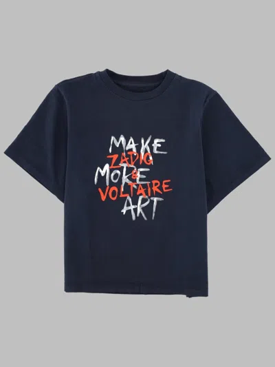 Zadig & Voltaire Kids 100% Cotton Tee Shirt In Blue
