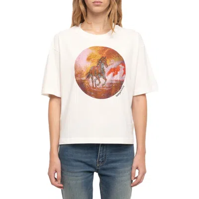 Zadig & Voltaire Taida Horse Strass Graphic Tee In White
