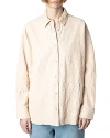 Zadig & Voltaire Tamara Textured Lambskin Leather Shirt In Poudre
