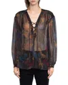 Zadig & Voltaire Tamela Horses Sheer Mousseline Top In Multi