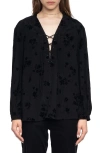 Zadig & Voltaire Tamela Floral Flocked Top In Black