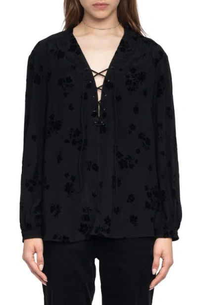 Zadig & Voltaire Tamela Floral Flocked Top In Black