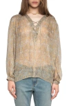 Zadig & Voltaire Womens Cloud Tamela Metallic-stripe Chiffon Blouse In Brown