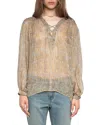Zadig & Voltaire Womens Cloud Tamela Metallic-stripe Chiffon Blouse In Brown