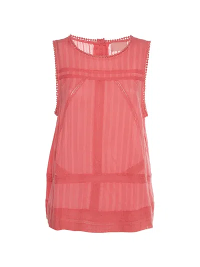 Pre-owned Zadig & Voltaire Tani Lace-trim Blouse In Pink