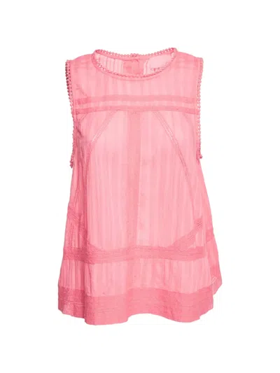 Pre-owned Zadig & Voltaire Tani Lace-trim Top In Pink