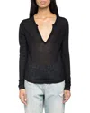 Zadig & Voltaire Ribbed Long-sleeve Top In Black