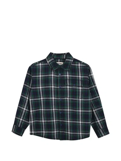 Zadig & Voltaire Kids' Tartan-print Logo-patch Shirt In Blue