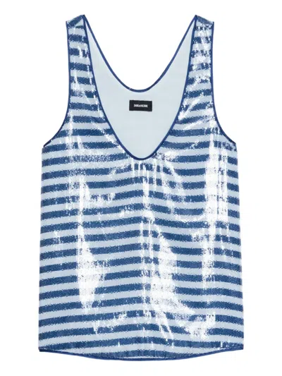 Zadig & Voltaire Tarys Sequined Tank Top In Blue