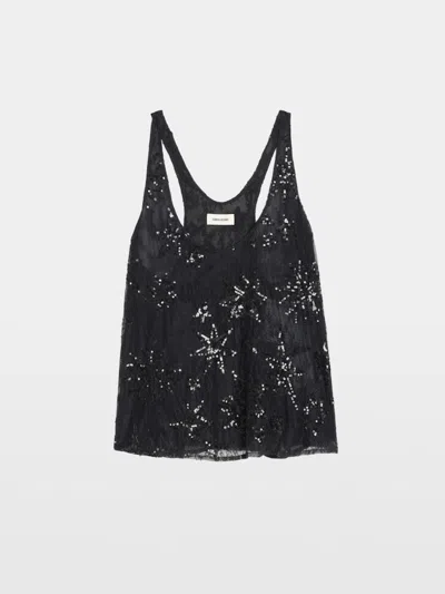 Zadig & Voltaire Womens Tarysa Star-embellished Woven Top Black