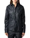 Zadig & Voltaire Taska Cuir Froisse Leather Shirt In Black