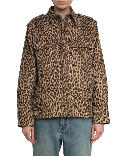 ZADIG & VOLTAIRE TASKAM LEOPARD DENIM JACKET