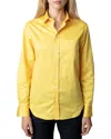 Zadig & Voltaire Taskiz Slogan-embroidered Cotton Shirt In Yellow