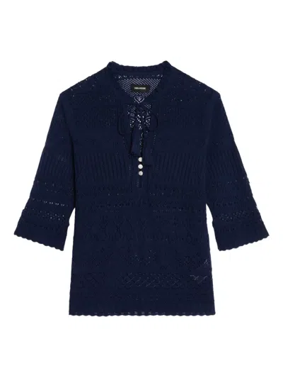 Zadig & Voltaire T-shirt Mit Quastendetail In Blue