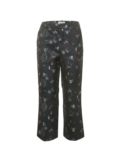 Pre-owned Zadig & Voltaire Tattoo Posh Jacquard Trousers In Blue