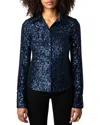 Zadig & Voltaire Tawny Sequined Button-front Top In Blue