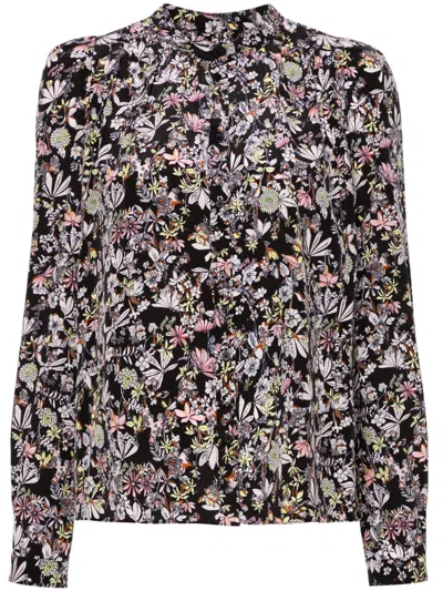 Zadig & Voltaire Tchin Kaya Floral-print Blouse In Black