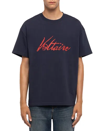 Zadig & Voltaire Teddy Cotton Voltaire Graphic Tee In Blue