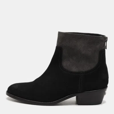 Pre-owned Zadig & Voltaire Teddy Size 37 Black/grey Suede Ankle Boots