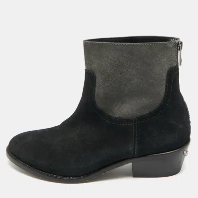 Pre-owned Zadig & Voltaire Teddy Size 37 Black/grey Suede Ankle Length Boots