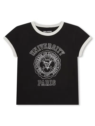 Zadig & Voltaire Mini Cotton T-shirt For Boys In Black