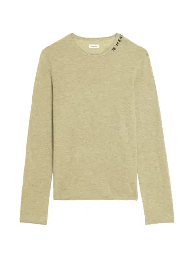 Zadig & Voltaire Teiss Embroidered-slogan Sweater In Burgundy