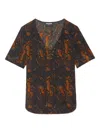 Zadig & Voltaire Terzo Python Print Silk Button-up Shirt In Brown