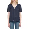 Zadig & Voltaire Terzo Jacquard Satin Lace-up Top In Blue