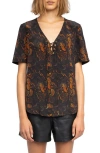 Zadig & Voltaire Terzo Python Print Silk Button-up Shirt In Black