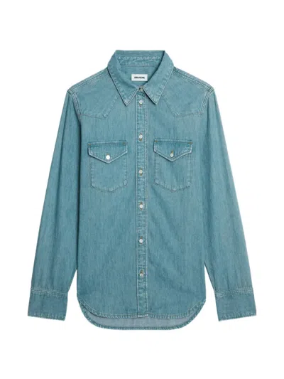Zadig & Voltaire Thelma Denim Shirt In Blue