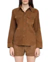 Zadig & Voltaire Suede Button-down Shirt In Brown