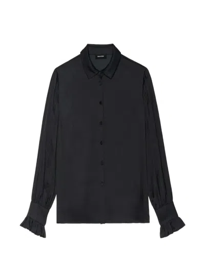 Zadig & Voltaire Thely Ruffle-cuff Shirt In Blue