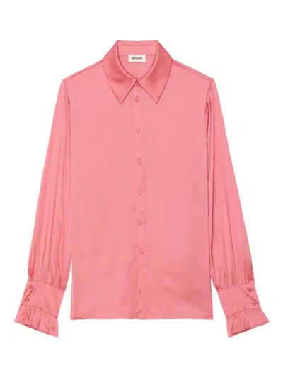 Zadig & Voltaire Thely Satin-finish Blouse In Pink