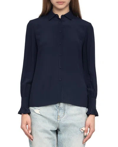 Zadig & Voltaire Thely Ruffled-cuffs Long-sleeves Shirt In Blue