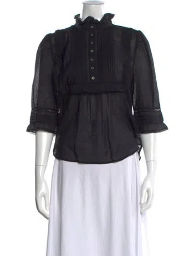Pre-owned Zadig & Voltaire Three-quarter Sleeve Blouse In Black