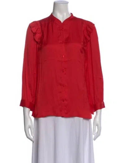 Pre-owned Zadig & Voltaire Three-quarter Sleeve Blouse W/ Tags In Red