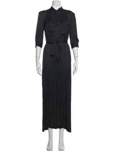 Pre-owned Zadig & Voltaire Tie Neck Long Dress In Black