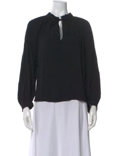 Pre-owned Zadig & Voltaire Tie Neck Long Sleeve Blouse In Black