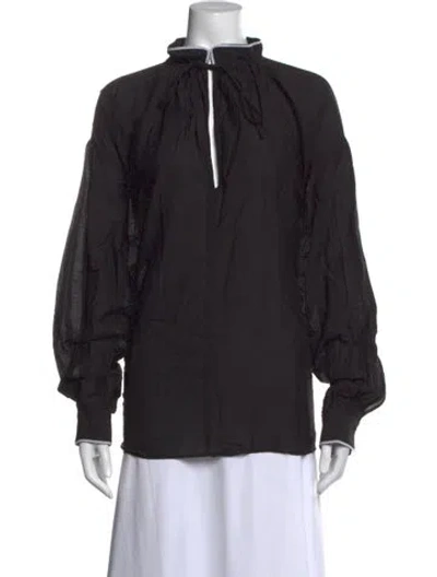Pre-owned Zadig & Voltaire Tie Neck Long Sleeve Blouse In Black