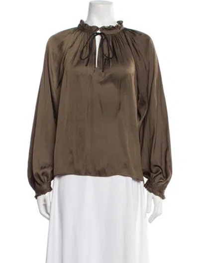 Pre-owned Zadig & Voltaire Tie Neck Long Sleeve Blouse In Brown