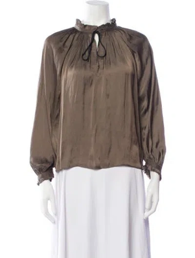 Pre-owned Zadig & Voltaire Tie Neck Long Sleeve Blouse In Brown