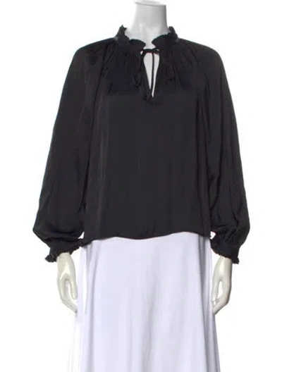 Pre-owned Zadig & Voltaire Tie Neck Long Sleeve Blouse In Gray