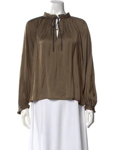 Pre-owned Zadig & Voltaire Tie Neck Long Sleeve Blouse In Green