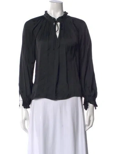Pre-owned Zadig & Voltaire Tie Neck Long Sleeve Blouse In Green