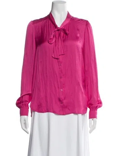 Pre-owned Zadig & Voltaire Tie Neck Long Sleeve Blouse In Pink