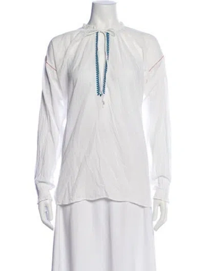 Pre-owned Zadig & Voltaire Tie Neck Long Sleeve Blouse In White