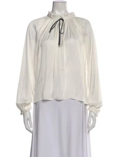 Pre-owned Zadig & Voltaire Tie Neck Long Sleeve Blouse In White