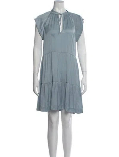Pre-owned Zadig & Voltaire Tie Neck Mini Dress In Blue
