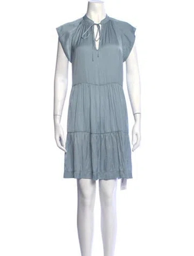 Pre-owned Zadig & Voltaire Tie Neck Mini Dress In Blue